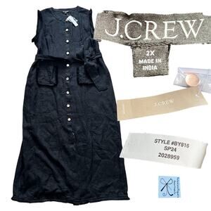 J.Crew 100% Linen Raw-hem Maxi Shirt Dress Sz 2X NWT